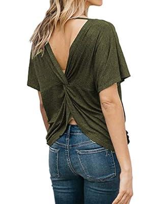 Best Deal for BYSBZD Women's Sexy Backless Short Sleeve Top Back