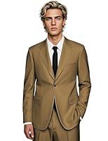 Algopix Similar Product 17 - HUUTOE Tan Mens Suit Mens Wedding