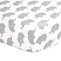 Algopix Similar Product 1 - Grey Elephant Fitted Crib Sheet  100