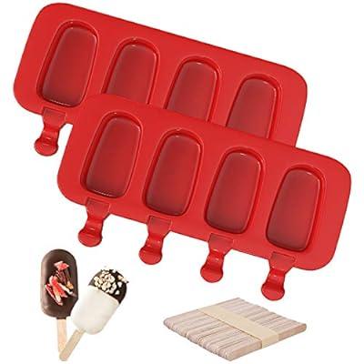 Best Deal for Ouddy Popsicle Molds, Set of 2 Ice Cream Mold 4 Cavities