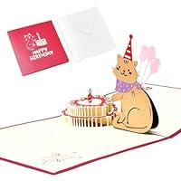 Algopix Similar Product 15 - MEANT2TOBE Cat Birthday Card 3D Pop Up