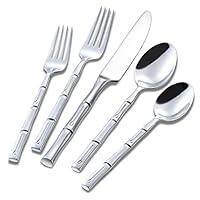 Algopix Similar Product 8 - Flatasy Silverware Set Silver Bamboo