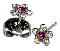 Algopix Similar Product 11 - Ear Piercing Earrings Rainbow Crystal