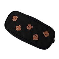 Algopix Similar Product 12 - Bear Embroidery Canvas Pencil Bag Pen