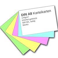 Algopix Similar Product 1 - Karteikarten 500 Stück A8 farbig blanko