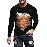 Algopix Similar Product 2 - Mens 3D Muscle Printed TShirts Long