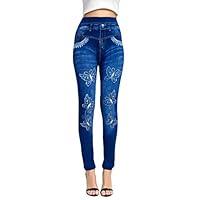 Algopix Similar Product 8 - JOFOW Womens Pencil Jeans Flowers