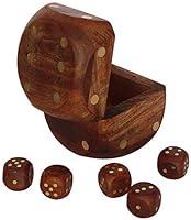 Algopix Similar Product 3 - Wooden Dice Box with 5 Dices  Handmade