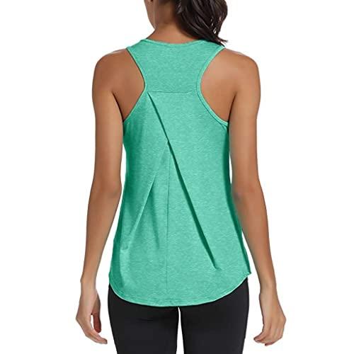 Mippo Workout Tops for Women High Neck Racerback Tank Tops Loose Fit Athletic  Yoga Shirts Large Light Blue