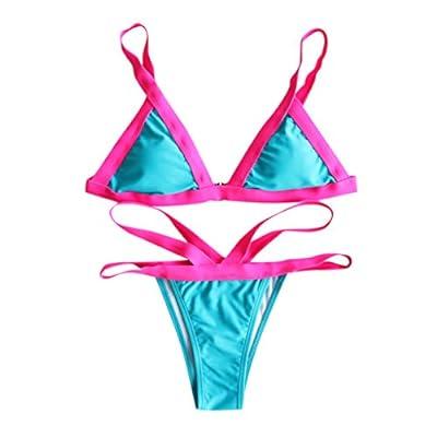 Thong Bikini Sets for Women Two Piece Swimsuit V Neck Push Up
