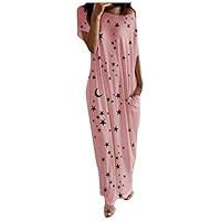 Algopix Similar Product 13 - HebeTop Women Stars Print Dress Summer