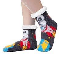 Algopix Similar Product 12 - AMENLAN Kids Boys Fuzzy Slipper Socks