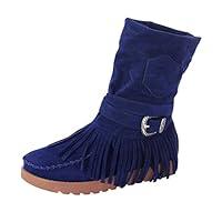 Algopix Similar Product 6 - Womens Boots Vintage Casual Flat Fringe
