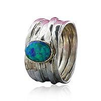 Algopix Similar Product 6 - 09 Carat Blue Opal Stone Wrap Ring 