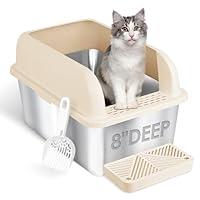 Algopix Similar Product 3 - 8 Deep Stainless Steel Litter Box with