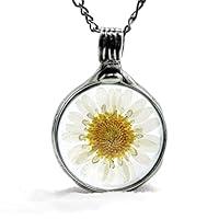 Algopix Similar Product 17 - Daisy Necklace for Women  Real Pressed