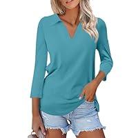 Algopix Similar Product 13 - 34 Sleeve V Neck Polo Shirts Womens