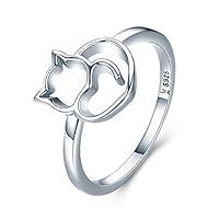 Algopix Similar Product 7 - WOSTU 925 Sterling Silver Cat Rings