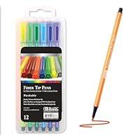 Algopix Similar Product 2 - BAZIC Washable Fiber Tip Pen 12 Color