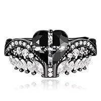 Algopix Similar Product 11 - OSSZ Angel Wings Heart Cross Ring 