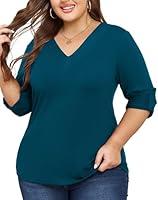 Algopix Similar Product 9 - Corfrute Women Plus Size Tops Pleated V