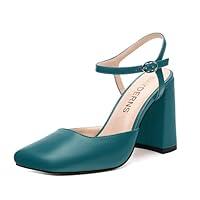 Algopix Similar Product 7 - WAYDERNS Teal Slingback Heels for Women