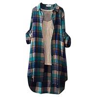 Algopix Similar Product 7 - Shirts for Women Plaid Print Tops 2024