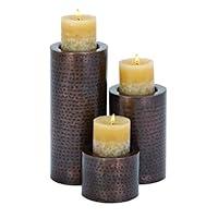 Algopix Similar Product 10 - Benzara Antiqued Metal Glass Set of 3