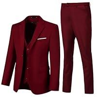 Algopix Similar Product 1 - Mens Suits 3 Piece Burgundy Suit for