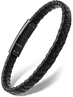 Algopix Similar Product 2 - RTZN Black Leather Bracelet for Men 