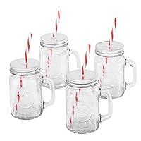 Algopix Similar Product 14 - Mason Jar Mugs with Handle SILVER Lid