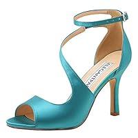 Algopix Similar Product 13 - ELEGANTPARK HP1565 Teal Heels Peep Toe