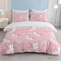 Algopix Similar Product 8 - SOULZZZ Unicorn Pink Duvet Cover King 