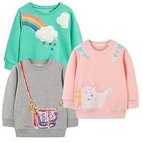 Algopix Similar Product 16 - GFQLONG 3PCS Baby Toddler Girl Crewneck