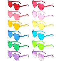 Algopix Similar Product 13 - LYMOJOR 12 Pairs Heart Sunglasses for