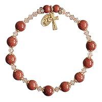 Algopix Similar Product 15 - Goldstone/Gold Trim 8mm Rosary Bracelet