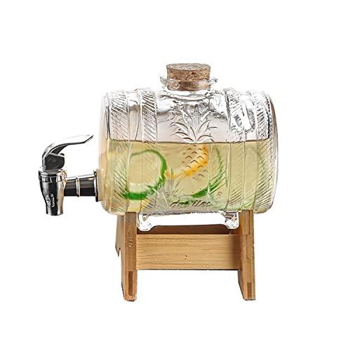 Glass Drink Dispenser with Stand,2.1 Gallons Wood Stand Cold Beverage  Dispensers,Glass Beverage Dispenser with Spigot - Large Drink Dispensers  for