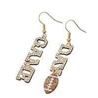 Algopix Similar Product 2 - Football Crystal Dangle Earrings for