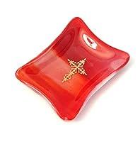 Algopix Similar Product 8 - Red and White Fused Glass Plate or