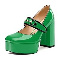 Algopix Similar Product 15 - MERRORI Green Mary Jane Shoes for Women