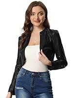 Algopix Similar Product 5 - Allegra K PU Leather Crop Jackets for