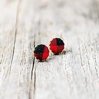 Algopix Similar Product 1 - Buffalo Plaid tiny stud earrings for