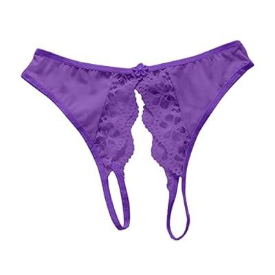 PURPLE Women's Butterfly Crotchless Knickers Thong Panties G