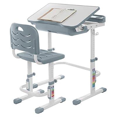 Adjustable Height Kids Study Desk and Chair Set Gray