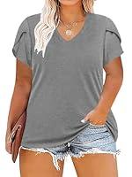 Algopix Similar Product 8 - TAKEYAL Plus Size Tshirt for Women V