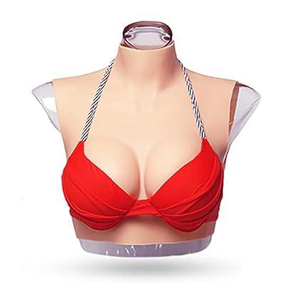 Silicone Breastplates High Collar Breast Forms BH Cup Cotton Filler Fake  Breast for Transgender Mastectomy Drag Queen(Size:C Cup,Color:Color 2)