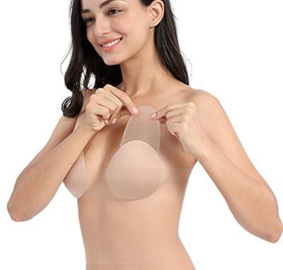 Women's Sticky Bra,Breast Lift Adhesive Bra,Invisible Silicone Reusable  Nippleless Covers Beige