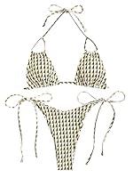 Algopix Similar Product 7 - ZAFUL Geometric Ribbed Halter Bikini