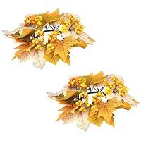 Algopix Similar Product 15 - Small Fall Wreath for Candlestick Table