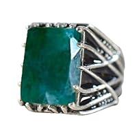 Algopix Similar Product 1 - Emerald Corundum Ring 925 Sterling